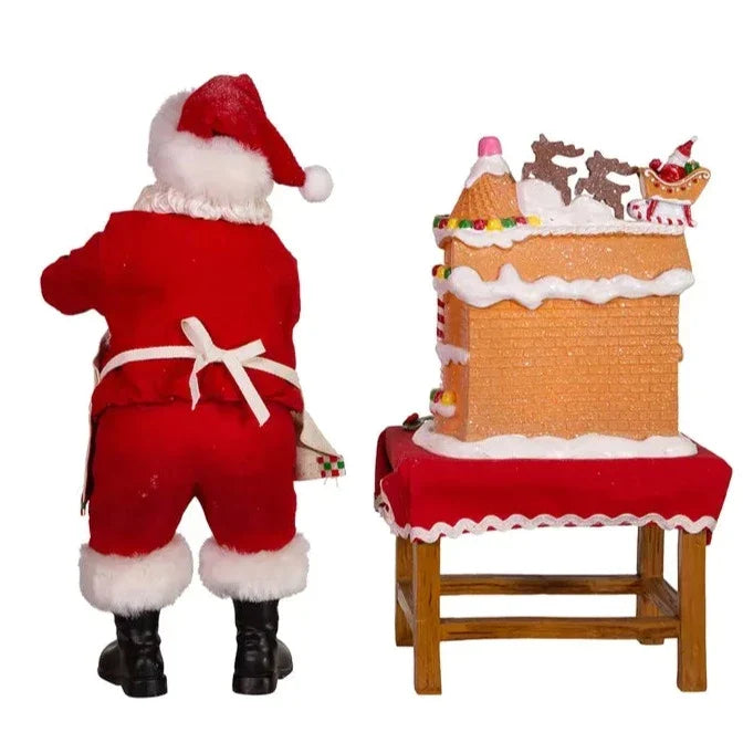 10.5" Fabriché™ Battery-Operated Santa With Gingerbread Houses, 2-Piece Set - Christmas Decor - The Well Appointed House