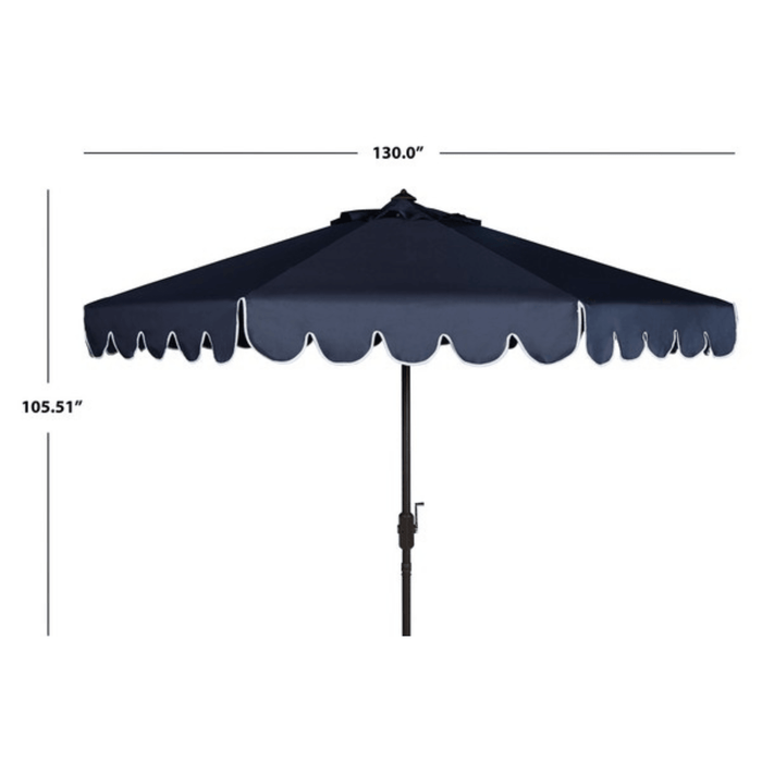 11 Foot Crank Umbrella With Scalloped Edge in Navy - Outdoor Umbrellas - The Well Appointed House