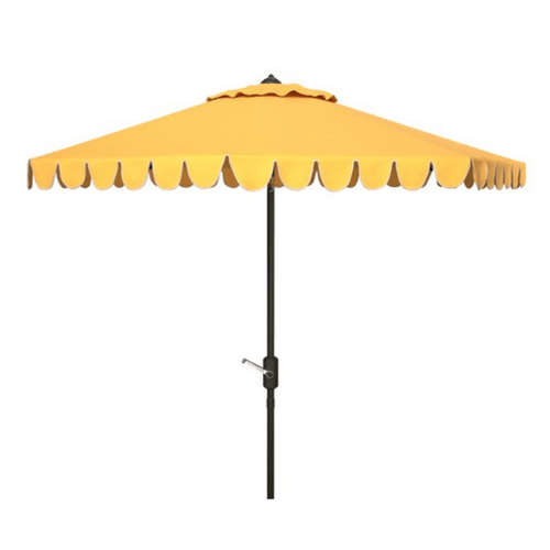 11 Foot Crank Umbrella With Scalloped Edge in Yellow - Outdoor Umbrellas - The Well Appointed House
