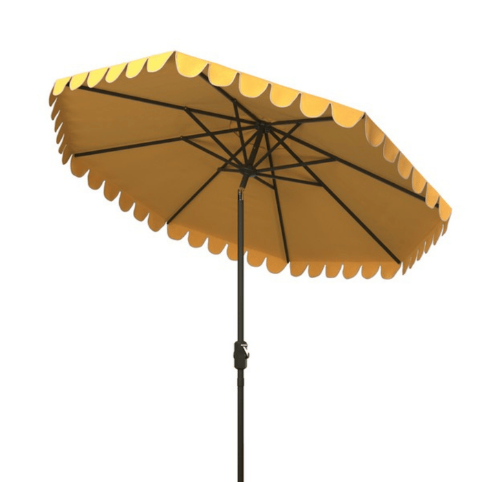 11 Foot Crank Umbrella With Scalloped Edge in Yellow - Outdoor Umbrellas - The Well Appointed House