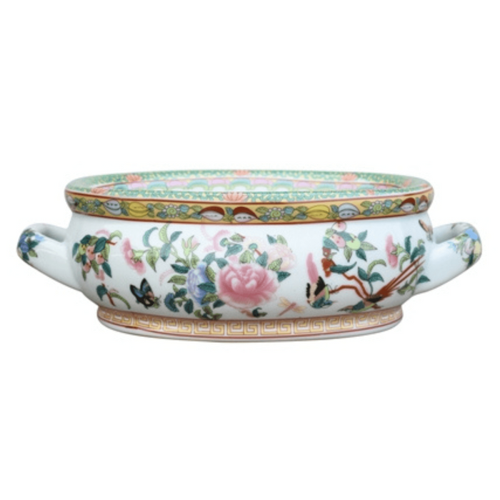 12" Porcelain Rose Canton Mini Footbath Bowl - Decorative Objects - The Well Appointed House