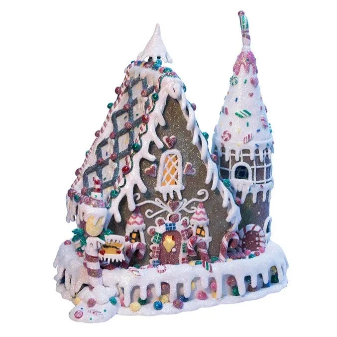 13" Pre-Lit Claydough Gingerbread Inn with C7 Bulb - Well Appointed House