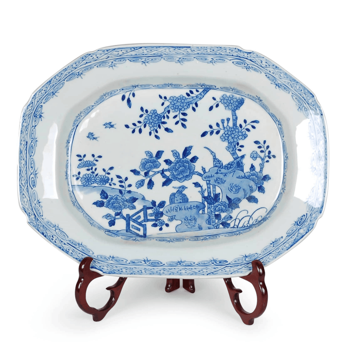 14" Porcelain Blue & White Tray - Decorative Trays - The Well Appointed House