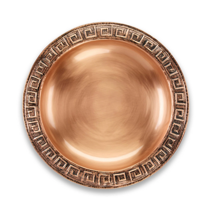 18" Greek-Inspired Copper Birdbath with Garden Pole - The Well Appointed House