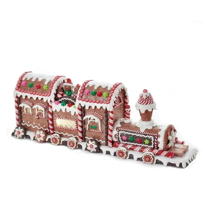 19.5" Battery-Operated LED Gingerbread Train - Christmas Decor - The Well Appointed House