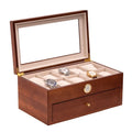 20 Watch Box with Glass Top and Clock in Cherry Wood - Jewelry & Watch Cases - The Well Appointed House