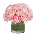 7" Faux Pink Rose Watergarden in Glass Cylinder - The Well Appointed House