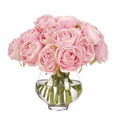 9" Faux Pink Rose Watergarden in Glass Vase - The Well Appointed House