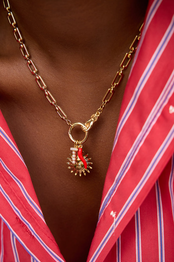 Model wearing a custom charm design from the Beads by Tara charm builder