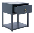 Acacia Wood One Drawer Contemporary Nightstand in Navy - Nightstands & Chests -  The Well Appointed House