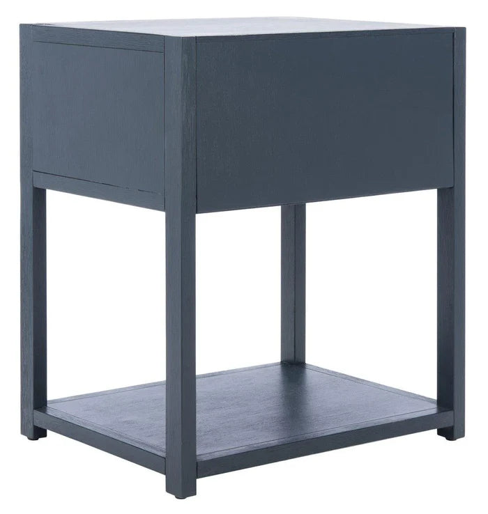 Acacia Wood One Drawer Contemporary Nightstand in Navy - Nightstands & Chests -  The Well Appointed House