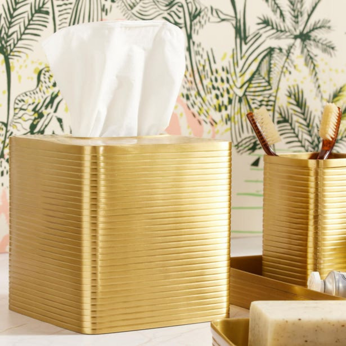 Adelaide Matte Gold Tissue Box Cover - The Well Appointed House