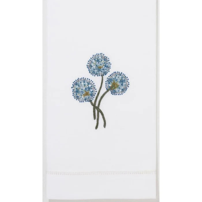 Set of 2 Agapantha Design Embroidered Cotton Hand Towels - Hand Towels - The Well Appointed House