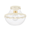 Alaina Aged Brass & Cream Semi Flush Mount Ceiling Light - Flush Mounts - The Well Appointed House