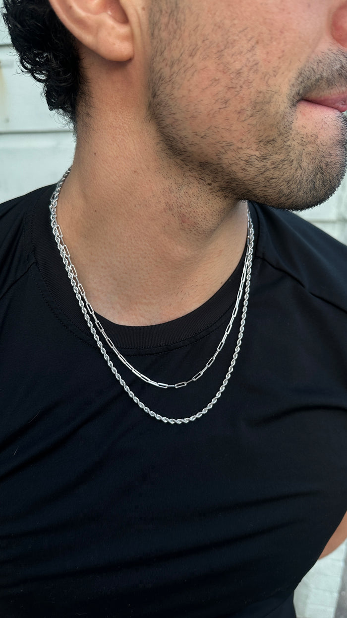 A closer look at the sterling silver Alex paperclip chain necklace
