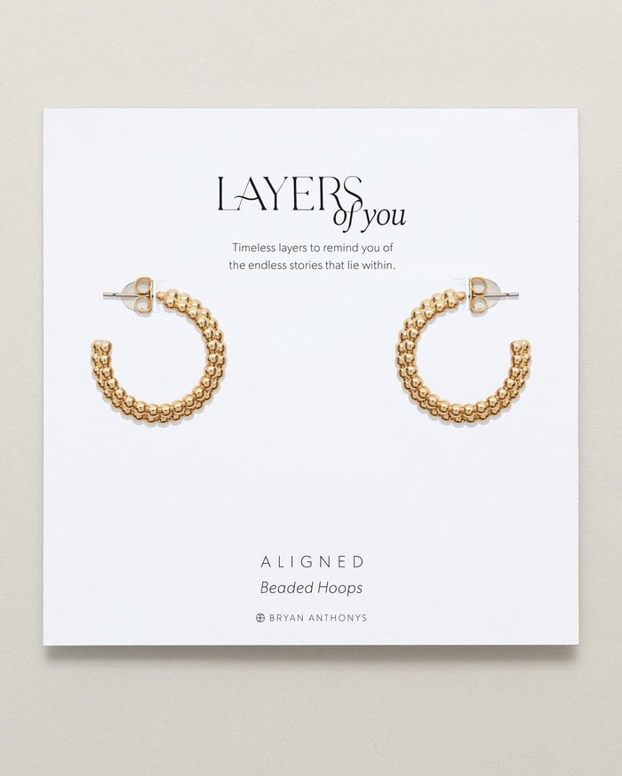 Bryan Anthonys Layers of You Gold Aligned Beaded Hoops On Card