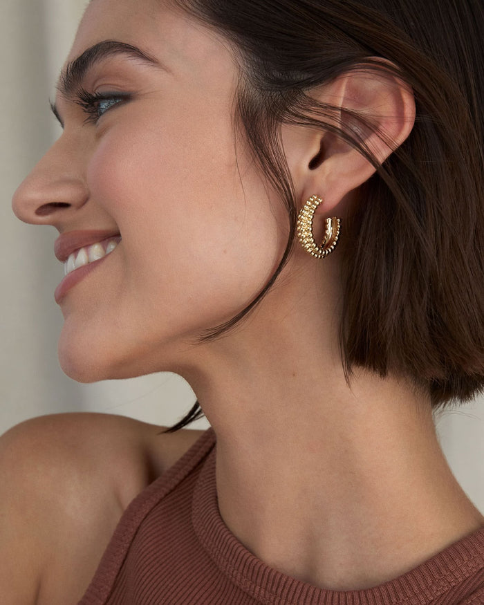 Bryan Anthonys Aligned Beaded Hoop Earrings On Model