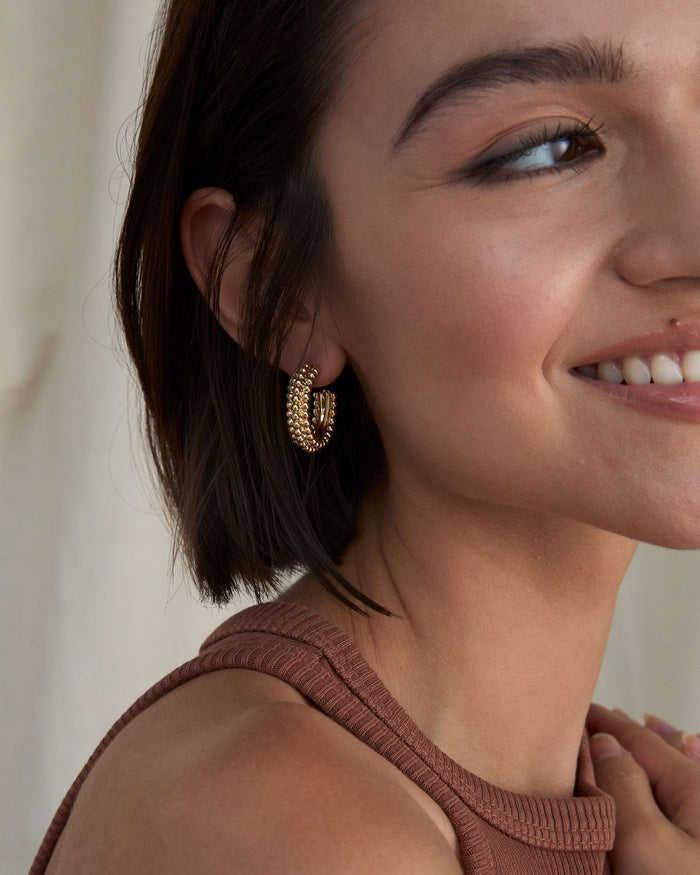 Bryan Anthonys Aligned Beaded Hoop Earrings On Model