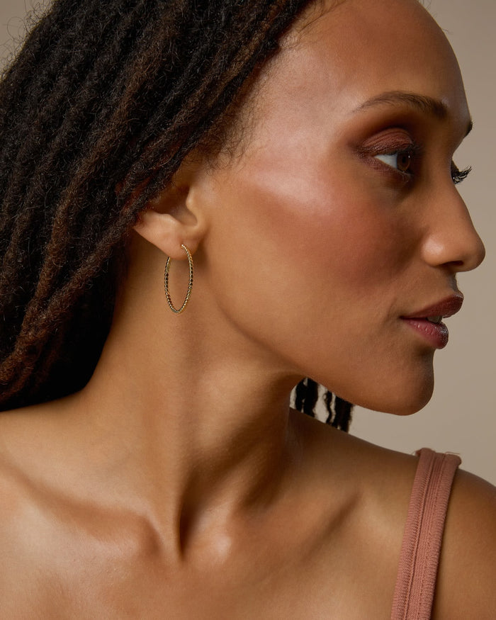 Bryan Anthonys Layers of You Aligned Dainty Hoops in Gold on Model