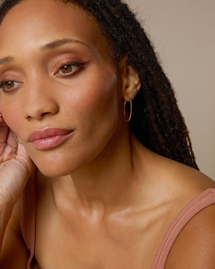 Bryan Anthonys Layers of You Aligned Dainty Hoops in Gold on Model