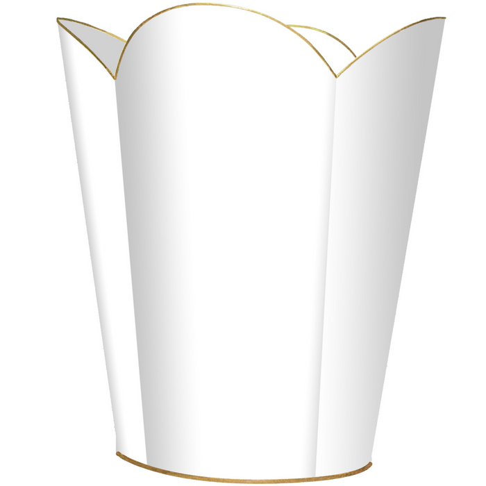 All White Personalized Wastebasket and Optional Tissue Box Cover - Wastebasket Sets - The Well Appointed House