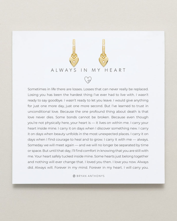 Bryan Anthonys Always In My Heart Gold Huggie Earring On Card