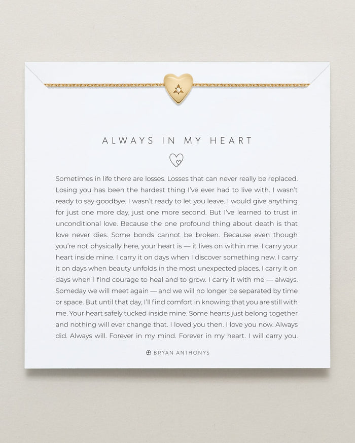 Bryan Anthonys Always In My Heart Gold icon Necklace On Card
