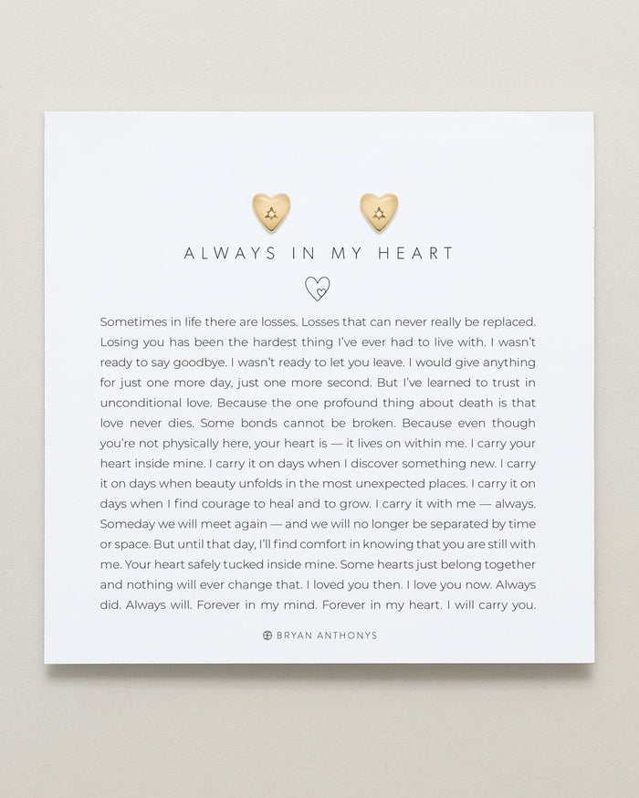 Bryan Anthonys Always In My Heart Gold Stud Earring On Card