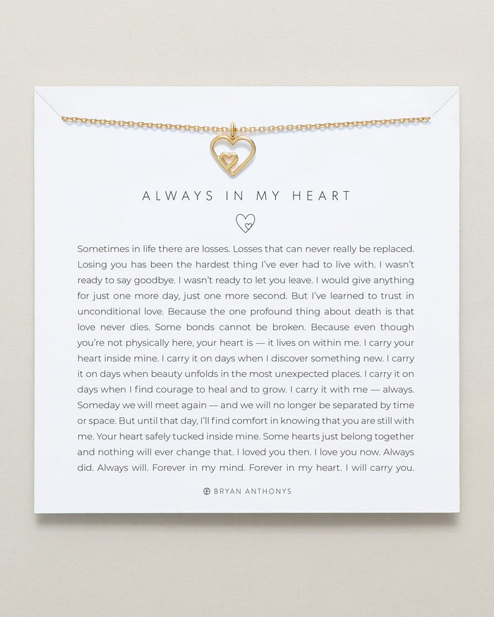 Bryan Anthonys dainty always in my heart memorial death necklace 14k gold