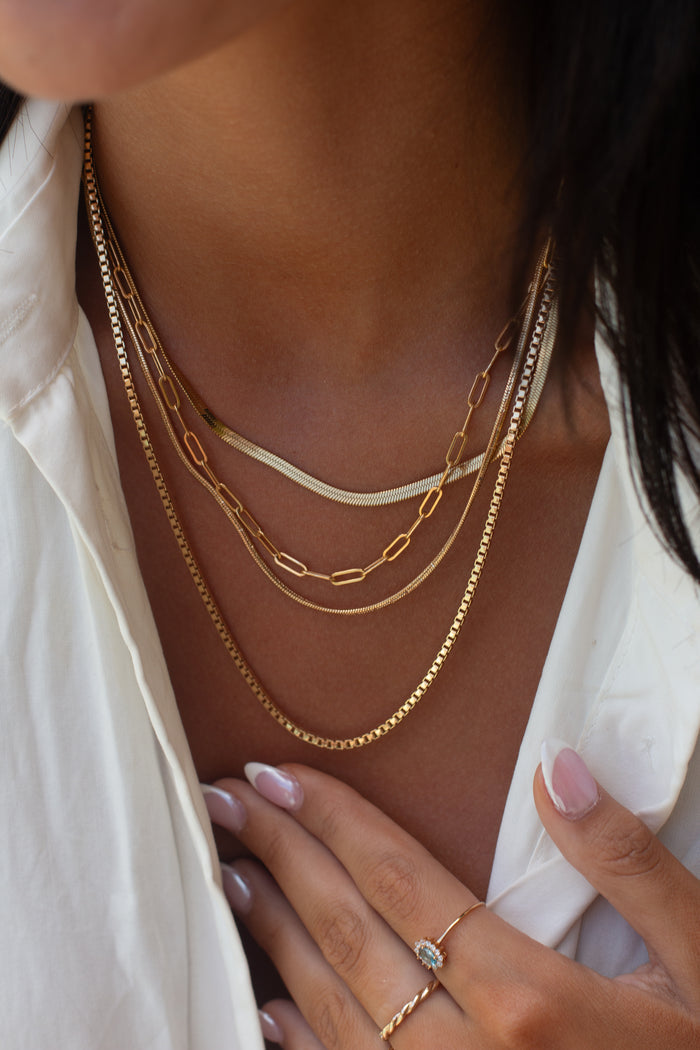 Gold-plated Amanda chain necklace, available in sixteen and twenty inch