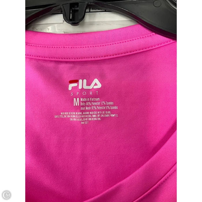 Athletic Top Short Sleeve By Fila In Pink, Size: M