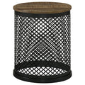 Aurora - Round Drum Base Accent Side Table - Natural And Black