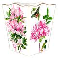 Azaleas on White Wastepaper Basket and Optional Tissue Box Cover - Wastebasket - The Well Appointed House