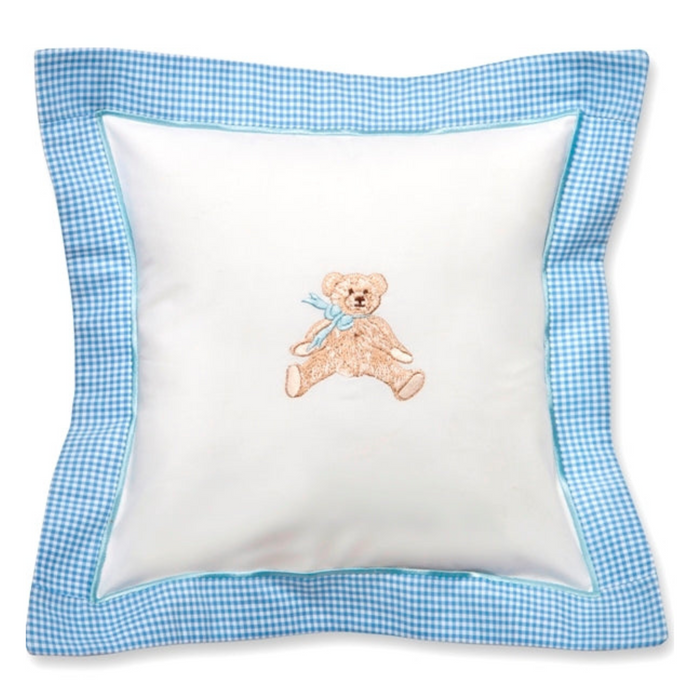 Baby Pillow Cover in Bow Teddy Blue - The Well Appointed House