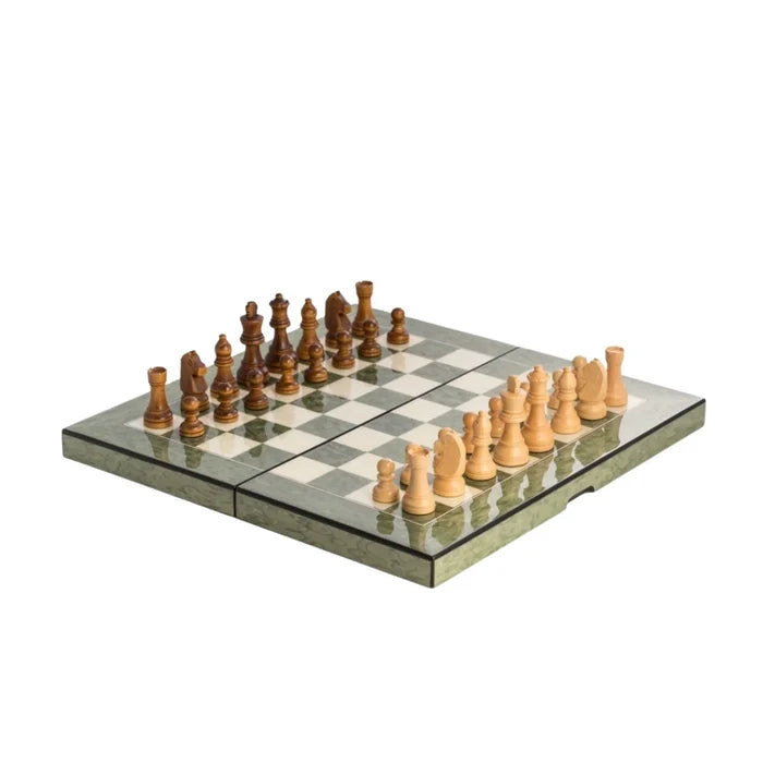 Backgammon & Chess Game Set in Green Lacquer - Games & Recreation - The Well Appointed House