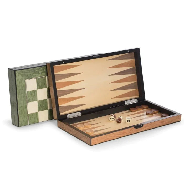 Backgammon & Chess Game Set in Green Lacquer - Games & Recreation - The Well Appointed House