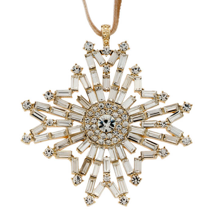 Baguette Snowflake Hanging Ornament, Crystal - The Well Appointed House