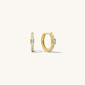 Baguette Stella hoops with a sleek baguette centerpiece set among pave stones