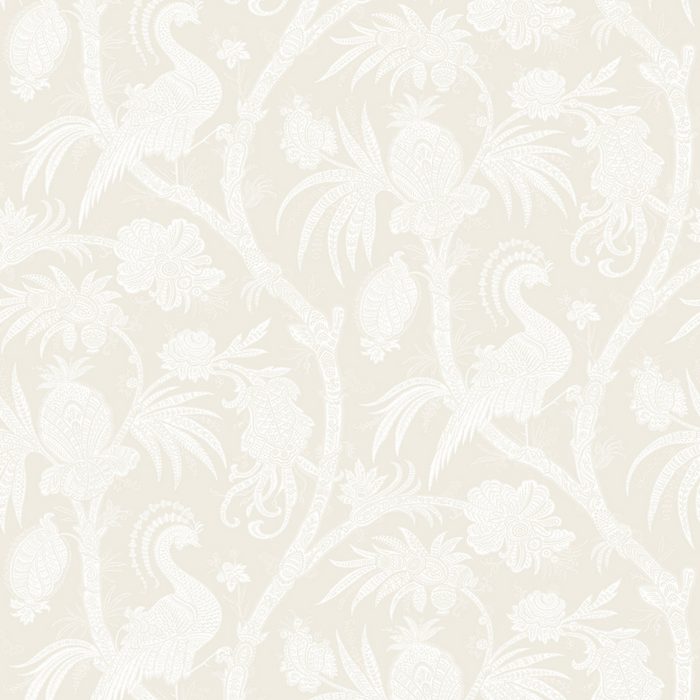 Balinese Peacock Wallcovering in Alabaster - The Well Appointed House