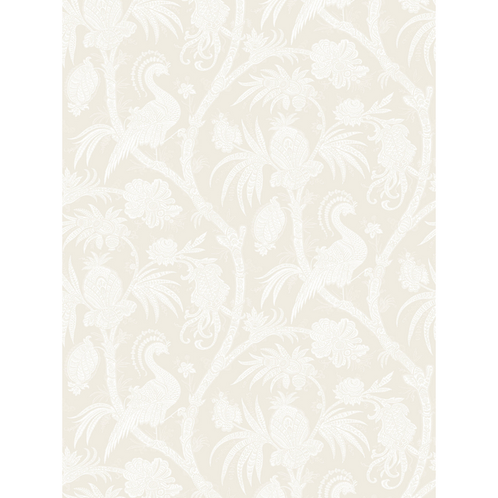 Balinese Peacock Wallcovering in Alabaster - The Well Appointed House
