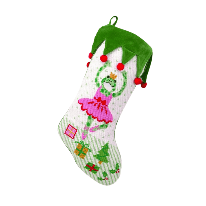 Ballerina Frog Needlepoint Christmas Stocking - Christmas Stockings - The Well Appointed House