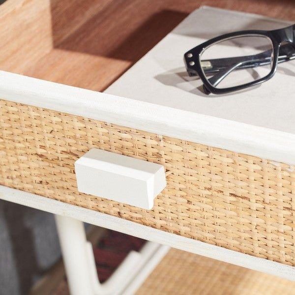 Bamboo & Rattan Natural & White One Drawer Nightstand - Nightstands & Chests - The Well Appointed House