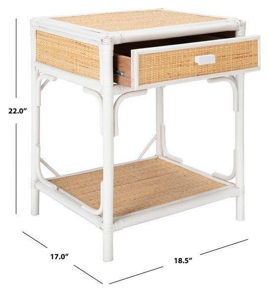 Bamboo & Rattan Natural & White One Drawer Nightstand - Nightstands & Chests - The Well Appointed House