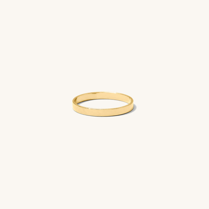 Bandit ring, a classic flat gold-filled band made to stack and live in
