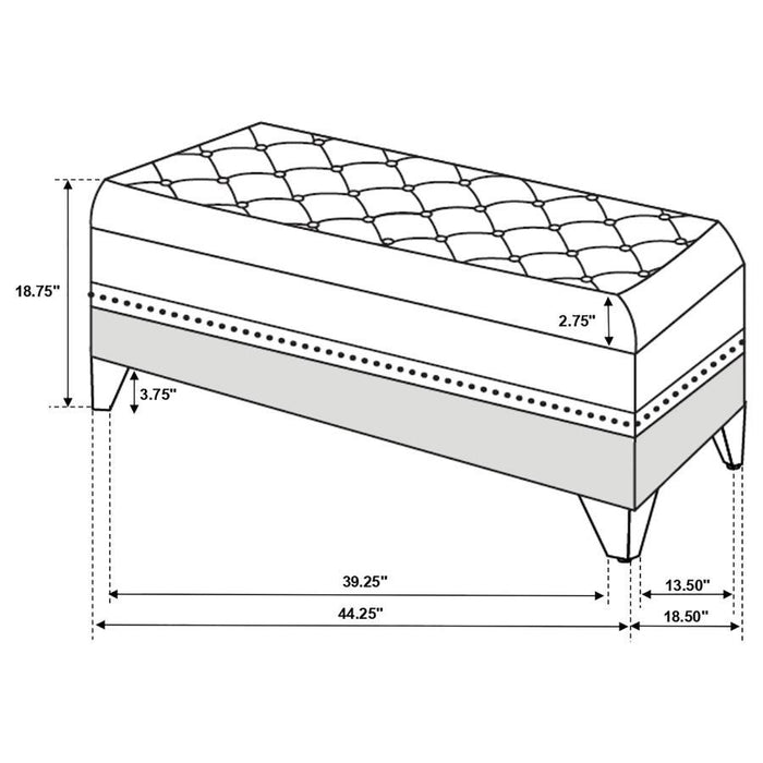 Barzini - Velvet Upholstered Tufted Storage Bench - Black
