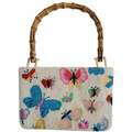 Beaded Butterfly Handbag with Bamboo Handle - The Well Appointed House
