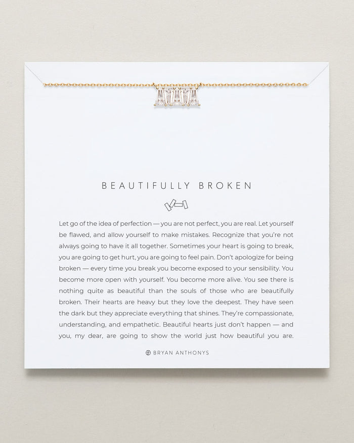 Bryan Anthonys Beautifully Broken Collection Baguette Dainty Necklace Gold