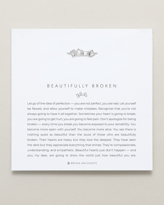 Bryan Anthonys Beautifully Broken Silver Ring With Crystals On Card