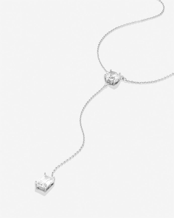Bryan Anthonys Radiance Collection Emerald Cut Lariat Necklace Silver