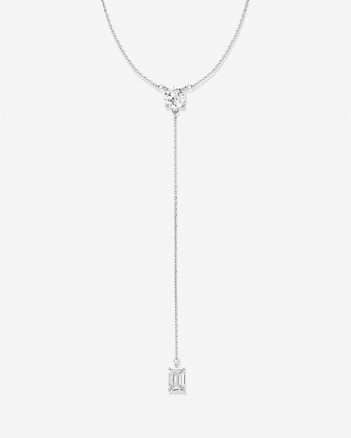 Bryan Anthonys Radiance Collection Emerald Cut Lariat Necklace Silver